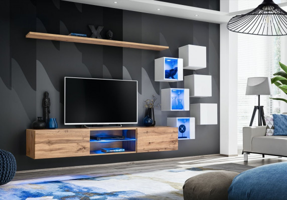 Wunnzëimmermiwwelen Säitensquëff Holzmiwwelen Luxus Set Ariichtung Komplett Mouereschaf