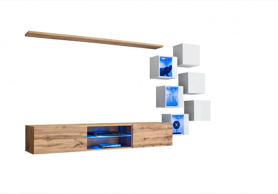 Wunnzëimmermiwwelen Säitensquëff Holzmiwwelen Luxus Set Ariichtung Komplett Mouereschaf