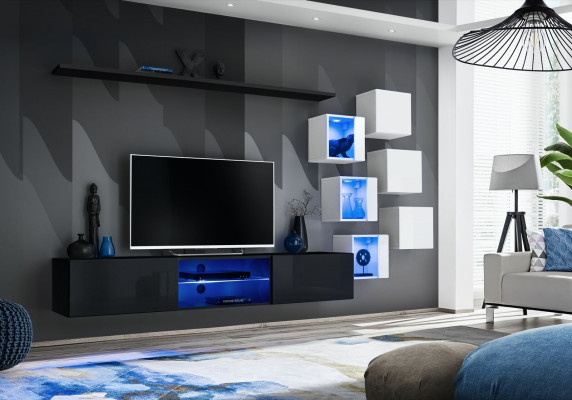 Modern komplett Wandschaf Wandregaler Luxus Designer Set Wunnzëimmermiwwelen