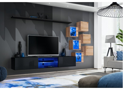 Holzmöbel Modern Wunnwand Designer Wunnzëimmerméibel TV-Stänner Wandschaf