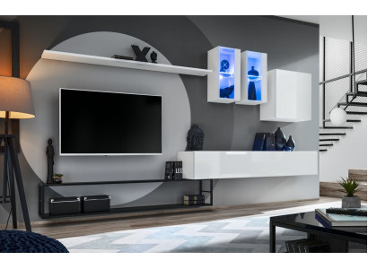 Komplett Wunnwand Designer Luxus Wunnzëmmermébel Wäiss TV-Ständer Sideschaf