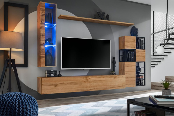 Holzmöbel Braun Design Wunnwand TV Ständer Ariichtung Wunnzëmmermöbel Garnitur