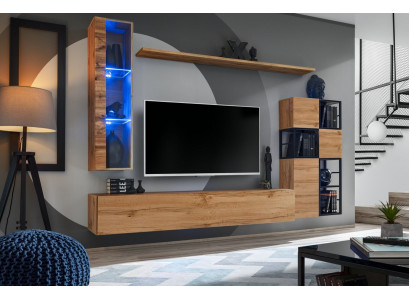 Holzmöbel Braun Design Wunnwand TV Ständer Ariichtung Wunnzëmmermöbel Garnitur