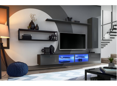 Grau Komplett Wunnwand Wunnzëimmermiwwel Luxus Wandschaf Wand Regaler Nei