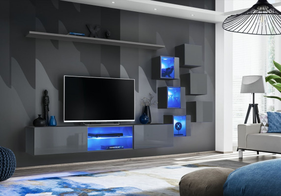 Luxus Miwwel Set 8 Deeler Wunnwand Wandregal 6x Wandschaf Nei Ariichtung