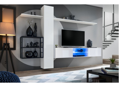 Wunnwand Miwwelen Ariichtung 270 cm Mouer-Schaf Wäiss Mauerschellen Ariichtung