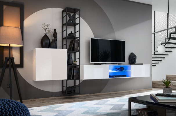 Komplett Set fir d'Stuff 3 tg Luxus Wunnwand Wandschaf TV-Stänn Design
