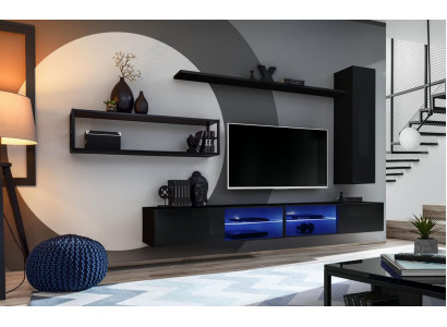 Wunnzëmmerwand Schwaarz Wunnzëmmermiwwelen Wandkaf Schaf Wand Regaler Luxus Set Nei