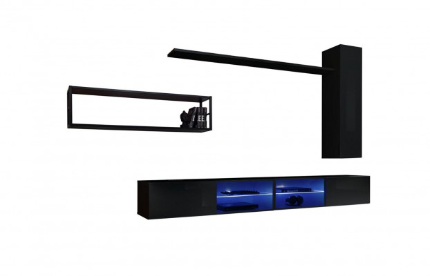 Wunnzëmmerwand Schwaarz Wunnzëmmermiwwelen Wandkaf Schaf Wand Regaler Luxus Set Nei