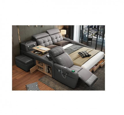 Multifunktion Design Bett Grouss Kënschtlecher Lieder Hotel Polster 180x200 Better Nei