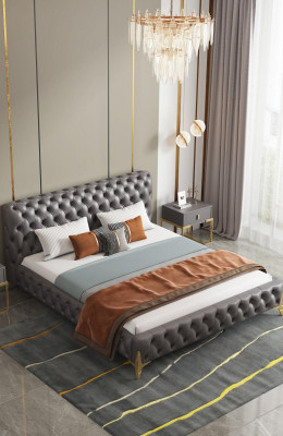 Bett 2x Nuetsdësch 3 Stéck Schlofzëmmer Set Design Modern Luxus Schlofzëmmersets