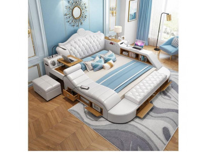 Multifunktiounsbett Chesterfield Duebel Luxus Design Bett 180x200 USB