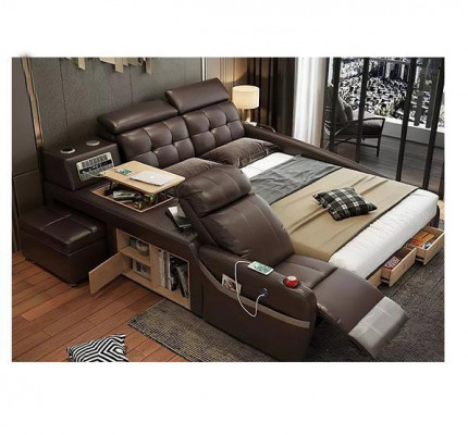 Multifunktion Design Bett Grouss Kënschtlecher Lieder Hotel Polster 180x200 Better Nei