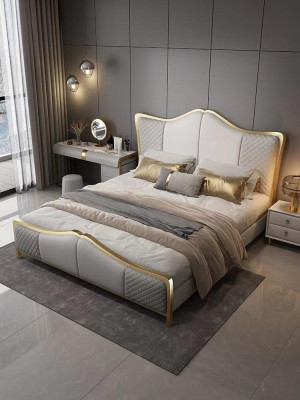 Schlofkummer Set Designer Luxus Grupp Ausrüstung Bett 2x Nuetsdëscher 3 Stéck Nei