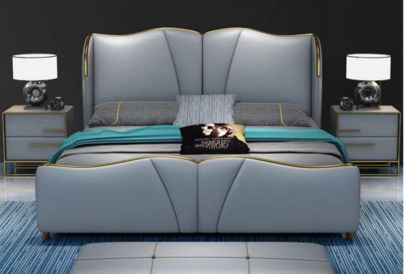 Bett 2x Nuetsdësch 3 teileg Schlofzëmmer Set Design Miwwelen Modern Luxus Better Nei