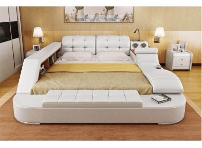 Chesterfield Duebel Luxus Design Bett 180x200 Multifunktiounsbet Nei