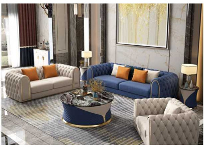Luxus Wunnzëmmer Set 3 Deeler Chesterfield Modernen Stil Sofagarnitur 3+2+1 Designer
