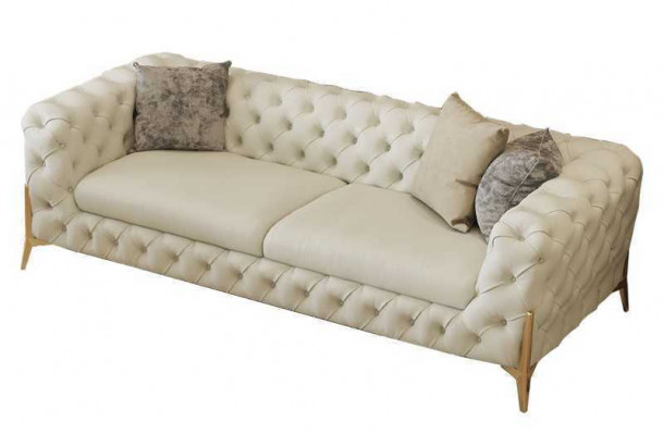 Wunnzëmmer Set Design Chesterfield Sofagarnitur Lieder Sëtz Polster 2-Deeler