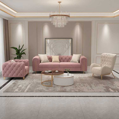 Set 2 tlg Wunnzëmmer Sofagarnitur duebel Sofa Canapé Modern Fotell Lieder