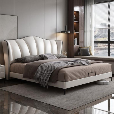 Schlofzëmmer Bett Lieder Luxus Stil Duebelbett beige Better Miwwelen Ariichtung