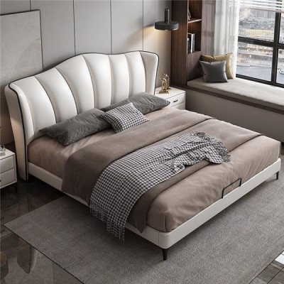 Schlofzëmmer Bett Lieder Luxus Stil Duebelbett beige Better Miwwelen Ariichtung