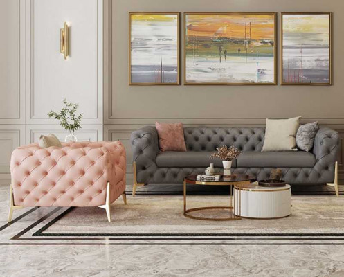 Sofa Garnitur 3+1 Sëtzer Set Design Sofas gestoppt Lieder Relax Modern Miwwelen