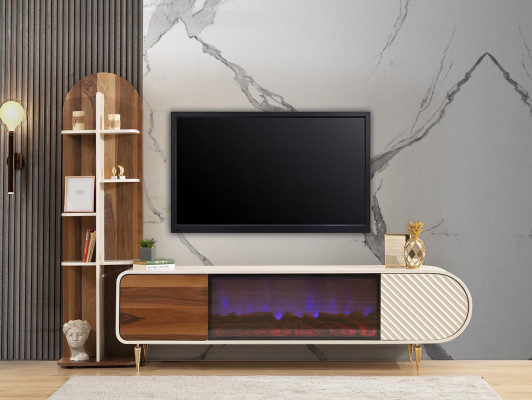TV Ständer RTV Lowboard Regaler Sideboard Dësch Modern Wäiss Luxus Nei