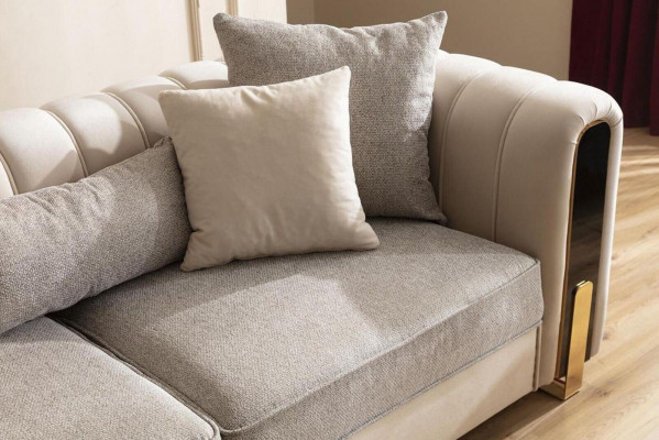 Modern Couch-Garnitur Dräisëtzer Fotell Luxus-Set Stoffsofae Luxusmiwwelen