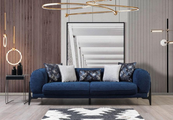 Bloen dräisiichtege Luxuscouch Modern Sofa Wunnzëmmerschmuek Edelstol