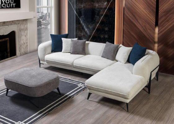 Wäisst Eckcanapé L-Form Couch Wunnzëmmer Couchen Canapéë Modern Canapéë