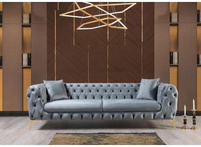 Modernt Chesterfield Drësëtz-Miwwel Edelstol Polyester Wunnzëmmermiwwel