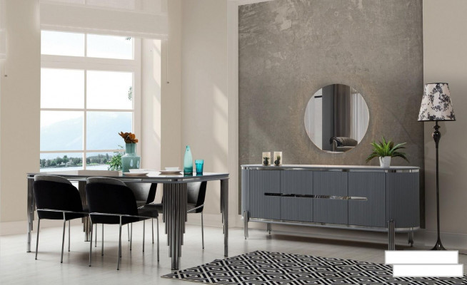 Groussen Iesszëmmer Dësch Luxus Iessgruppe Iessdësch Still Sideboard 6 Stéck