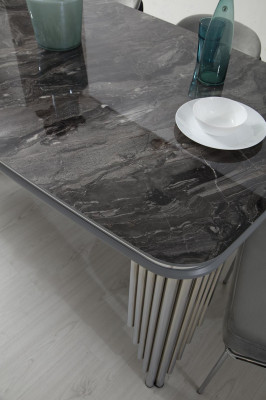 Groussen Iesszëmmer Dësch Luxus Iessgruppe Iessdësch Still Sideboard 6 Stéck
