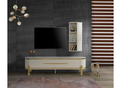 TV-Stänner RTV Lowboard Wäiss Dësch Holz Modern Wunnzëmmer Sideboard
