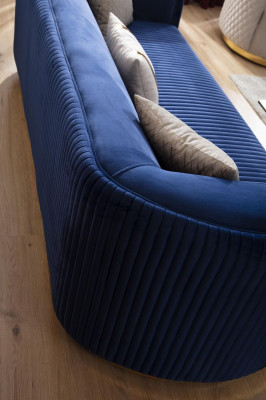 Edelstahl Dräisëtzer Luxus Sofa Blo Wunnzëmmermiwwelen Polstersoffen Couchen