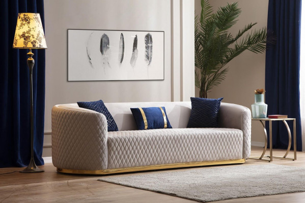 Beige Dréisëtzer Edelstolsmöbel Luxus Couche Sofas Design Wunnzëmmermöbel