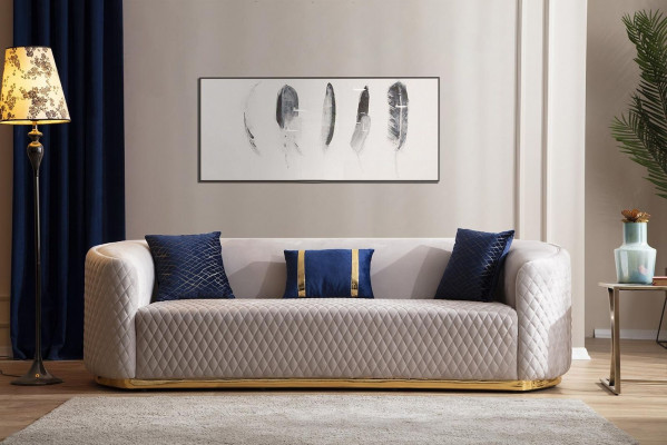 Beige Dréisëtzer Edelstolsmöbel Luxus Couche Sofas Design Wunnzëmmermöbel