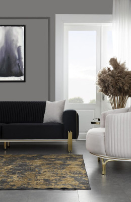 Luxus Fotell Wäissen Einsëtzer Wunnzëmmermöbel Polyester Edelstahlmiwwelen