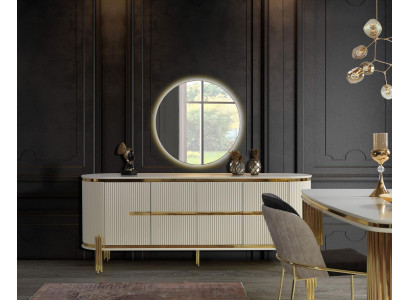 Luxus Säitendasch Kommod Holz Anrichte Schaf Iesszëmmer Modern Wäiss
