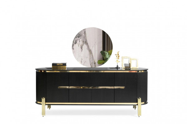 Modern Sideboard Edelstolmöbel Anrichte Komoudi Schafz Black Nei
