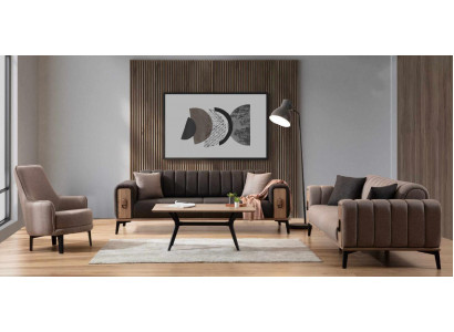 Modern Couch Ensembel Dräisëtzer Fauteuil Stoffensembel Luxus Sofas Miwwelen
