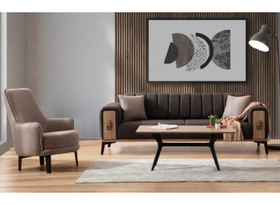 Edel Sofa Garnitur Modern Couchen Dräisëtzer Fotell Sofen Luxus Miwwelen