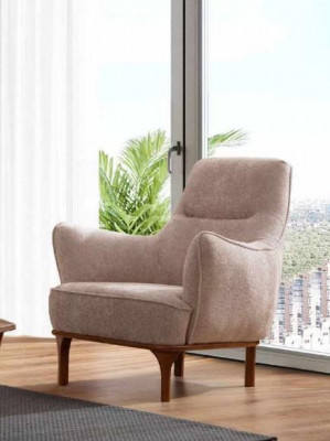 Moderne Fauteuil Cocktailfauteuil Ouerfauteuil Designer Miwwelen Beige Holzmiewe
