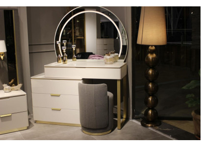 Schminktisch Set Konsolspigel Schlofkummer Miwwel Design Hocker 3 Deeler Nei
