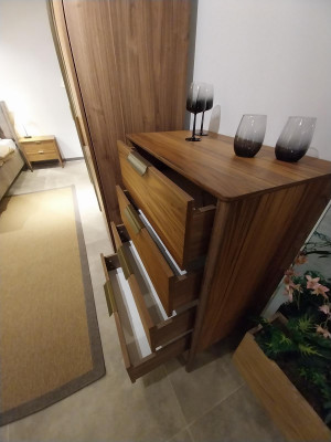 Luxus Schlofzëmmer Kommode mat 4 Tiräng Holzschaf Design Miwwel Holz Nei