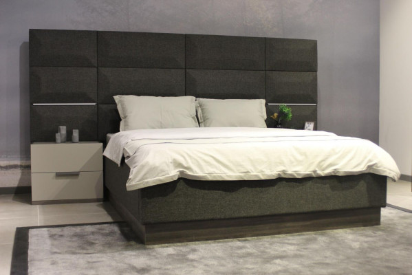 Luxus Schlofzëmmer Set Designer Bett 2x Nuetsdësch Holz Komplett nei 3 Deeler.