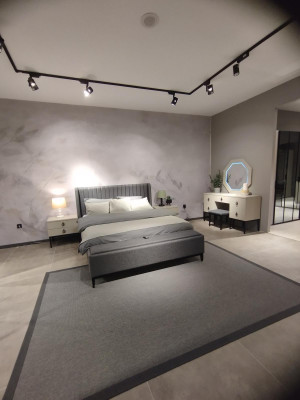Héichwäerteg elegant Schlofkummer Bett Designer Duebel Bett nei Miwwelen