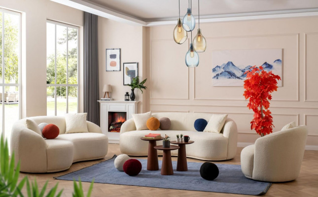 Wunnzëmmer Set 3tlg. Designer Sofagarnitur 4+3+1 Sëtz Wunnlandschaft