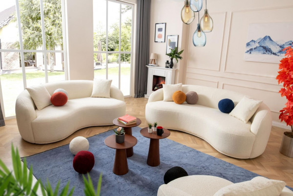 Wunnzëmmer Set 3tlg. Designer Sofagarnitur 4+3+1 Sëtz Wunnlandschaft