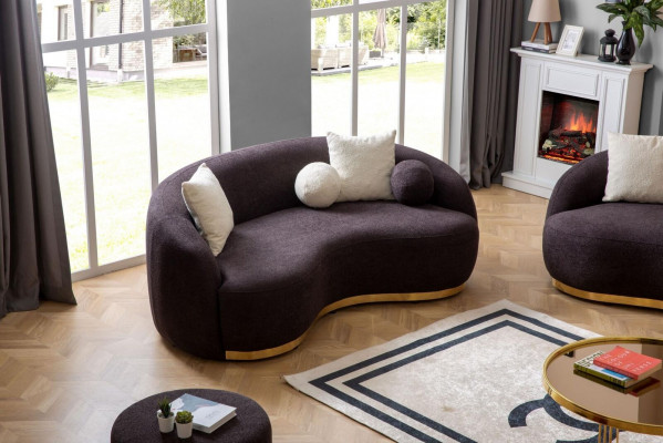 Wunnzëimmermiwwel Luxus Sofa 3 - Setzer Design Braun mëll Sofa Këssen Textil 230cm